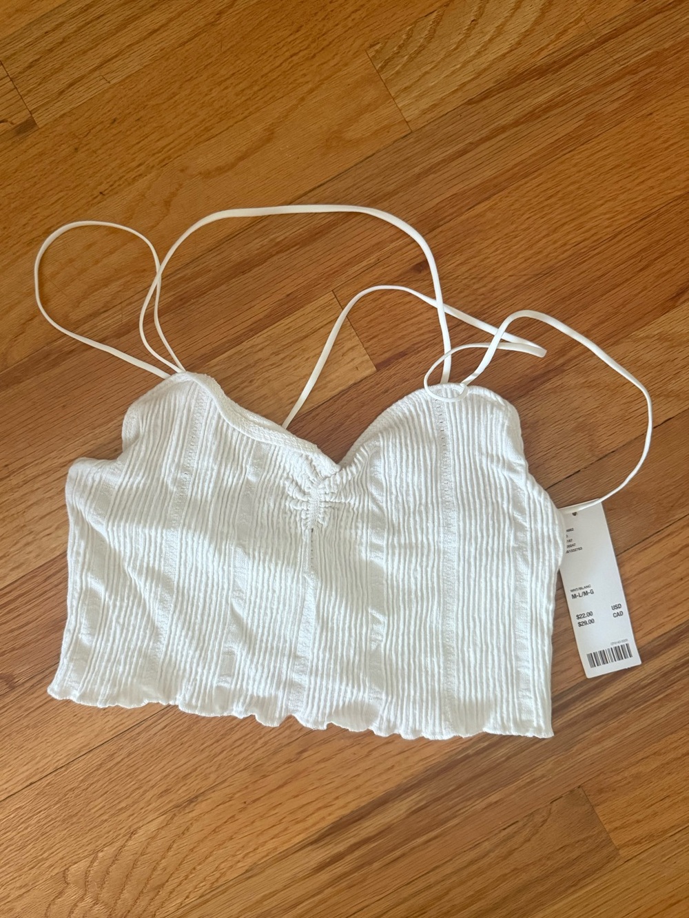 Urban Outfitters White Ribbed Cropped Cami with Spaghetti Straps